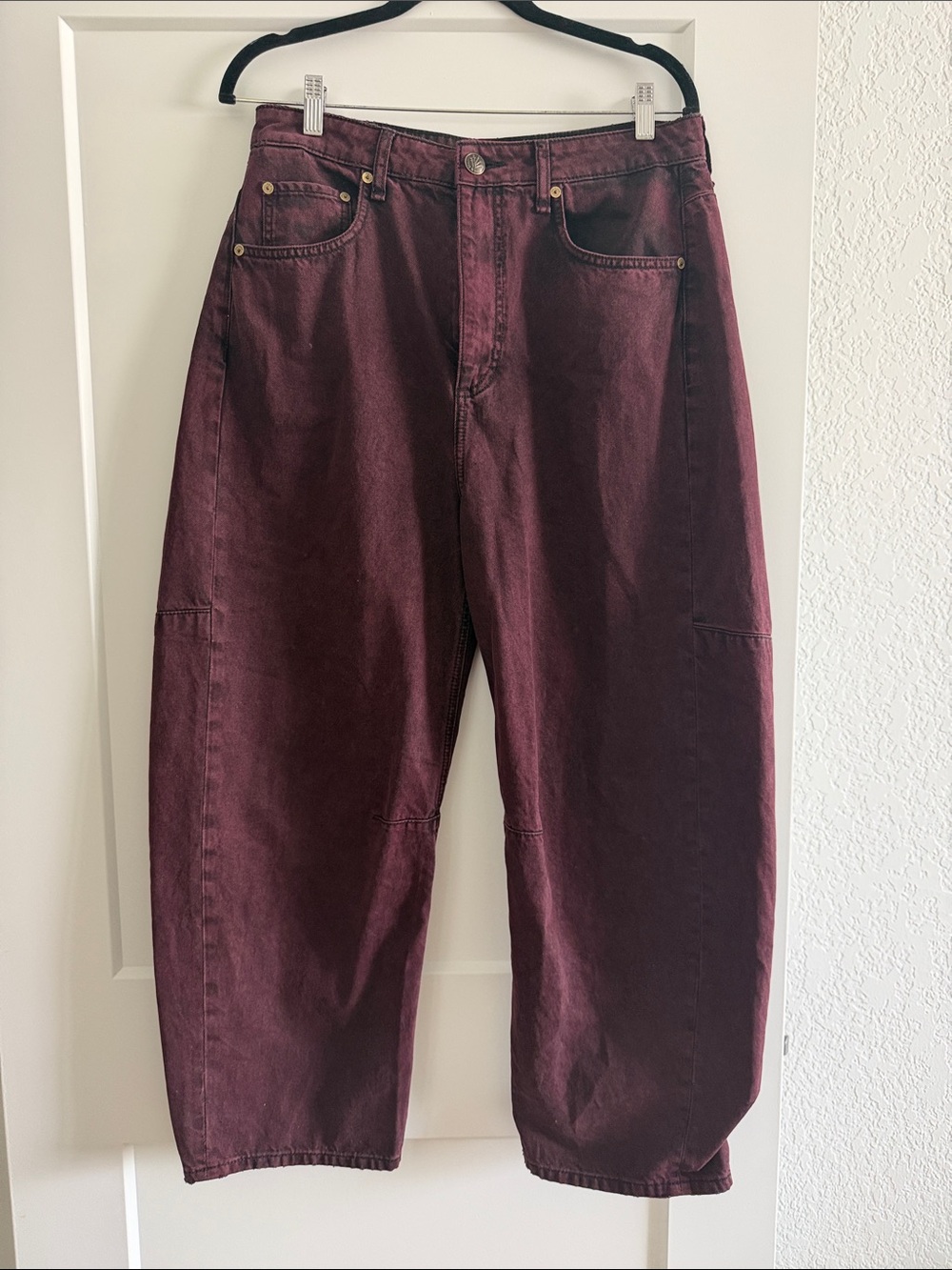 rag & bone The Charlie High Rise Barrel Jean in Burgundy